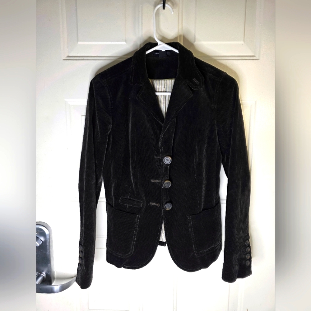 Gap Black Corduroy Blazer Button Front Lined Insi… - image 1